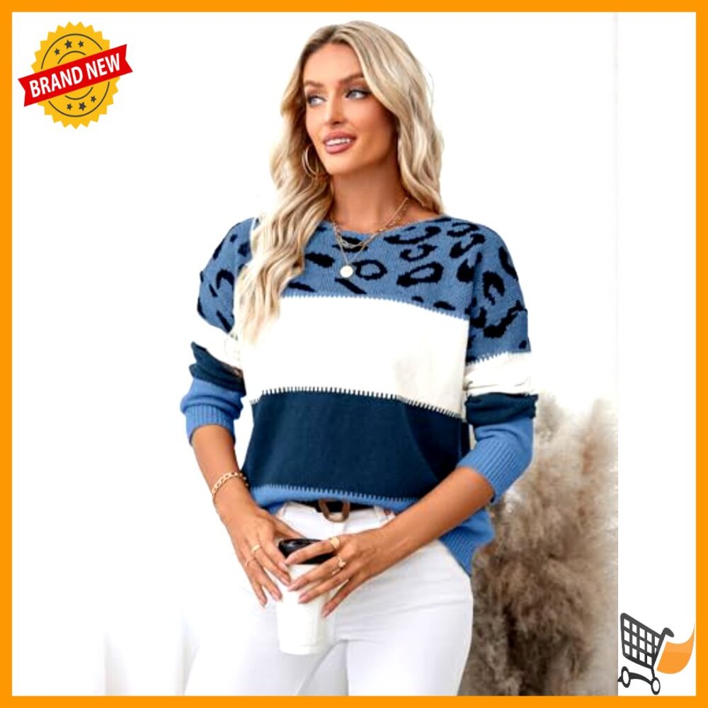 Oversized Knit Sweater Soft Leopard Pattern Cozy … - image 5